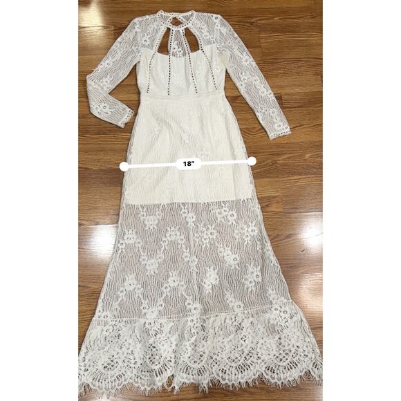 ALEXIS Guipure Lace PEARLY Ivory keyhole back Rizer Long Dress XS - Picture 5 of 16